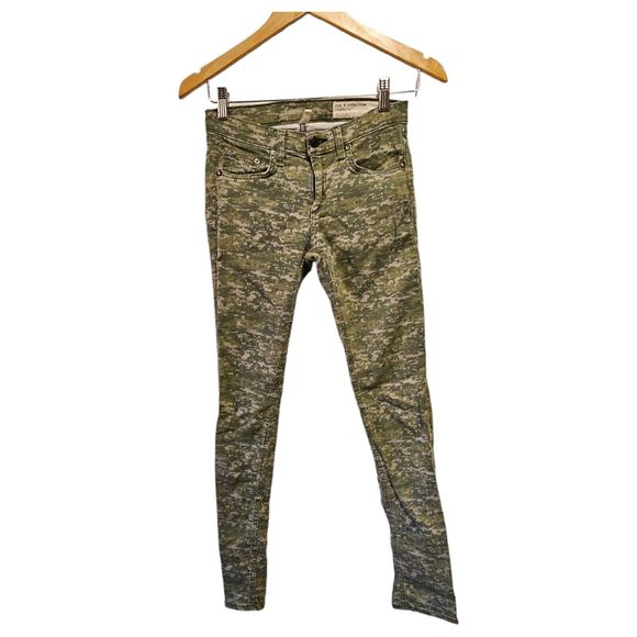 Rag &‎ Bone Skinny Jeans 26 Green Camo Camouflage Made in USA - Picture 3 of 4